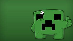 綠色 Minecraft 苦力怕貼著繃帶豎起大拇指