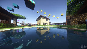 4K Minecraft 房屋與湖泊