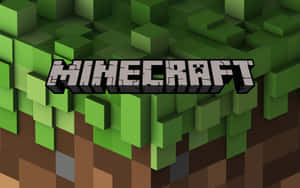 像素化草地和泥土方塊上的 Minecraft 標誌