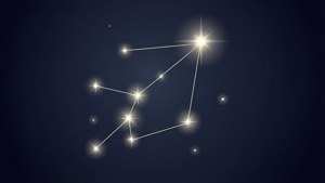 在深色背景上，由線條連接的星星組成的發光星座圖案