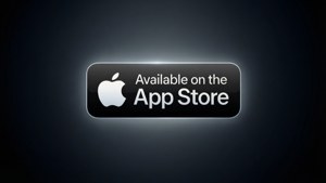 Apple App Store 可用性徽章，在深色背景上帶有發光的白色文字