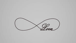 灰色背景上無限符號內寫有love一詞。