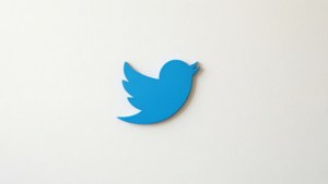 白色牆壁上的藍色Twitter鳥標誌