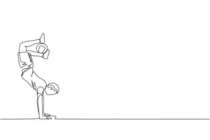 連續線條畫中做分腿倒立的人。 — 低對比度 壁紙