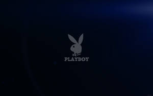 深藍色抽象背景上的灰色Playboy標誌