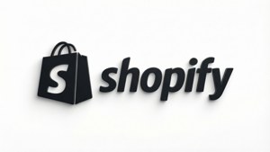 白色背景上的黑色Shopify標誌