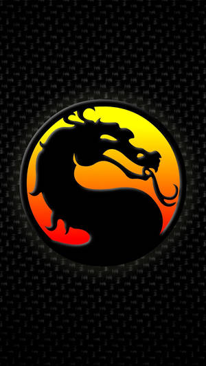 Mortal Kombat 龍標誌，在深色紋理背景上帶有火熱漸變