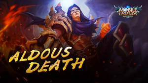 遊戲角色Aldous Death，眼睛發光，帶有火焰光環。