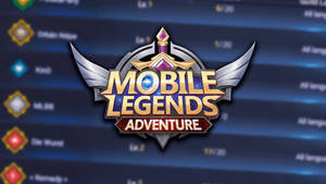 數碼界面上的 Mobile Legends Adventure 遊戲標誌，帶有翅膀和寶石。