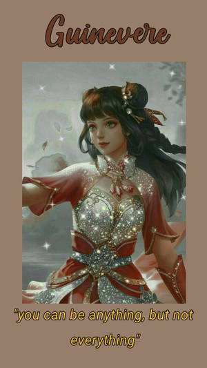 奇幻女性，身穿閃亮的紅色和銀色盔甲，深色頭髮，星空背景。