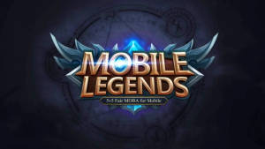 Mobile Legends 遊戲標誌，帶有發光文字和幻想翅膀，背景為深色。