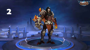 身穿發光盔甲的骷髏戰士站在未來風格的平台上，背景是繁星點點的夜空。 — 遊戲 壁紙