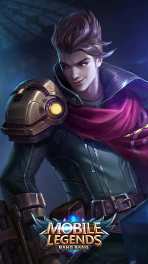 來自 Mobile Legends Bang Bang 的動漫遊戲角色，擁有發光盔甲和紅色披風。