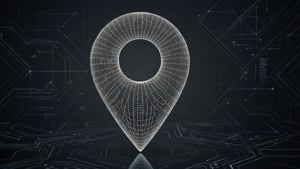 一個發光的白色線框位置標記在黑暗電路板上，帶有數字圖案。