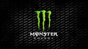 Monster Energy標誌，黑色背景上帶有滴落的綠色設計和重複的微弱標誌。