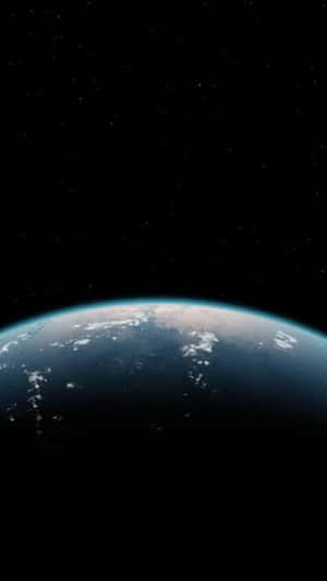 從太空看地球，顯示彎曲地平線、海洋、雲層和星星