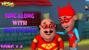 兩個動畫超級英雄角色 Motu 和 Patlu 穿著紅色服裝向觀眾微笑。 — 超級英雄 壁紙