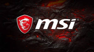 MSI 遊戲品牌標誌，紅色龍在裂紋熔岩背景上。