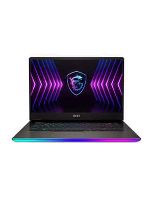MSI 遊戲筆記型電腦，帶有彩色 RGB 燈光和螢幕上的龍標誌