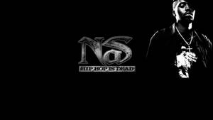 饒舌歌手Nas的黑白照片，帶有'Hip Hop Is Dead'標誌。