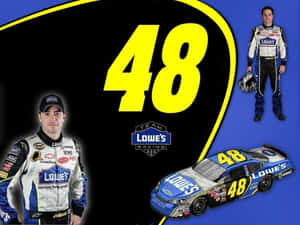 Jimmie Johnson身穿#48 Lowe's賽車裝備和賽車。 — 賽車 壁紙