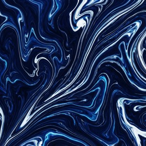抽象流體藝術，白色背景上旋轉的海軍藍和電光藍顏料