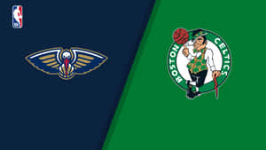 NBA籃球隊標誌，鵜鶘和塞爾特人，採用分屏設計。