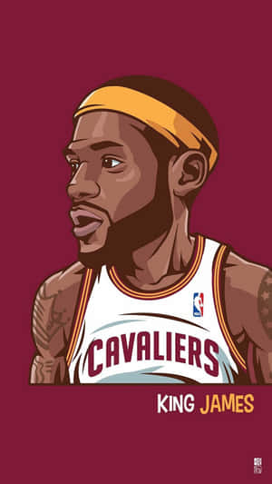 身穿騎士隊球衣的勒邦占士，下方有「King James」字樣。
