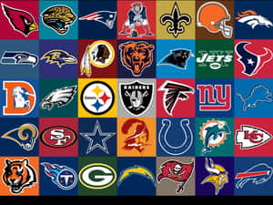 為運動迷而設的彩色背景上NFL球隊標誌網格。