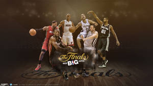 五名籃球運動員在球場上進行動作，帶有'The Finals'文字。