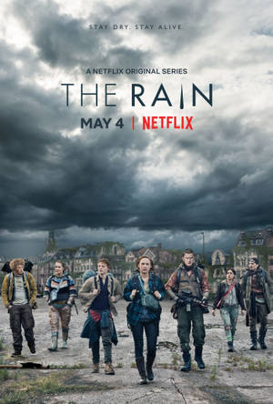 一群倖存者在黑暗的風暴雲下走過廢墟城市。 — Netflix GIF 壁紙