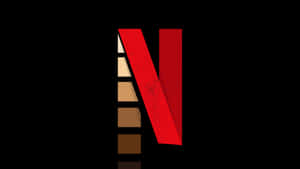 黑色背景上帶有紅色和米色條紋的Netflix標誌。