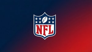 藍至紅漸變背景上的NFL標誌