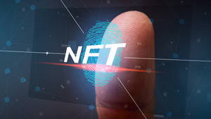 手指帶有發光指紋和NFT文字，數碼網絡背景 — 火影忍者海報 壁紙