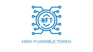 藍色線條藝術NFT代幣圖標，帶有電路板設計