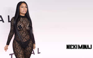 Nicki Minaj 在時尚活動中穿著黑色蕾絲服裝。 — 妮琪·米娜 壁紙