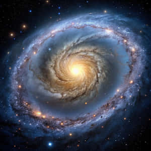 深空中帶有發光星星和宇宙塵埃的螺旋星系