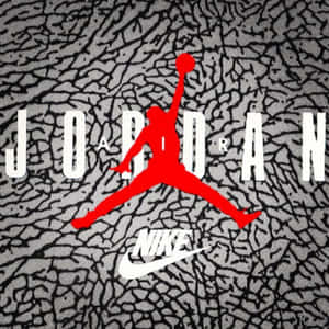 裂紋灰色布料上的紅色Jumpman標誌，帶有白色Jordan和Nike文字。