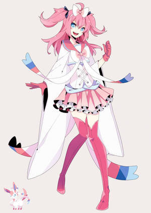 穿著粉紅色水手服的動漫女孩與小生物同伴。