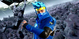 Fortnite忍者角色在雪山中向另一位玩家伸出手。