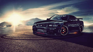 尼桑Skyline GTR R33日落壁紙