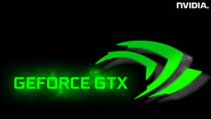 Nvidia GeForce GTX標誌在黑色背景上發出綠光