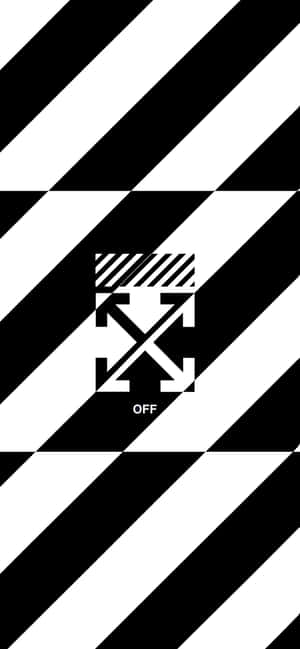 帶有 Off White 標誌的黑白對角線條紋壁紙。