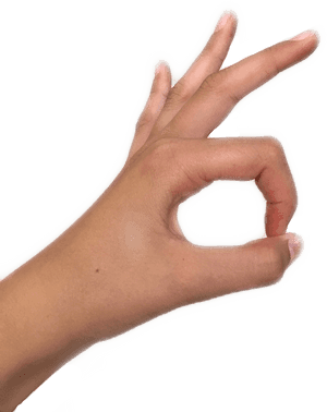 手喺黑色背景上做出白色輪廓嘅OK手勢