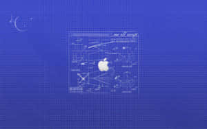 Apple標誌在帶有圖紙和手寫筆記的技術藍圖上。