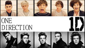 One Direction 樂隊成員的彩色和黑白肖像，表情豐富。