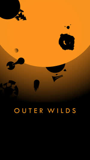 Outer Wilds 遊戲封面，橙色行星和黑色輪廓在漸變背景上。