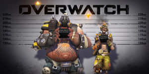 兩個《Overwatch》遊戲角色以疑犯照構圖擺姿勢。