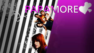 Paramore 樂隊成員在風格化的紫色和黑色圖形設計中。