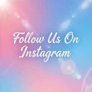 在 Instagram 上關注我們文字，位於粉彩漸變背景上，帶有鏡頭光暈